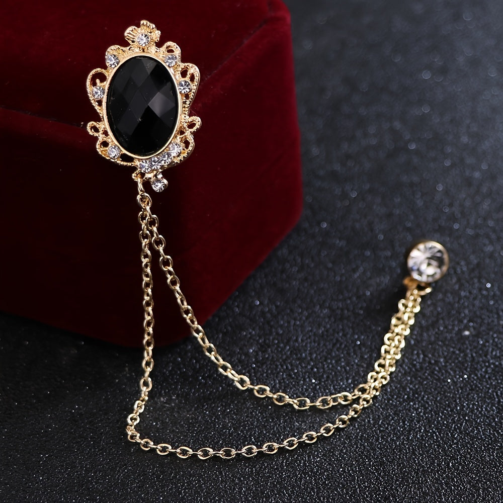 1pc Couple Brooch Pins Tassel Chain Brooch Wedding Host Chest Flower