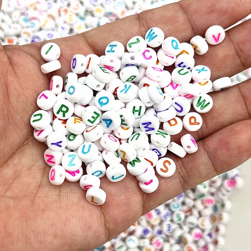 100pcs Alphabet Acrylic Beads for Jewelry Making & Crafting
