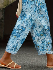 Women's Plus Floral Print Harem Pants With Pockets
