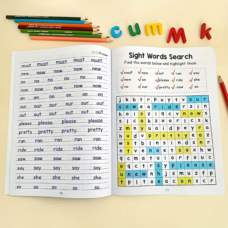 240pcs Kids' English Learning Aid Interactive Sight Word & Writing Practice