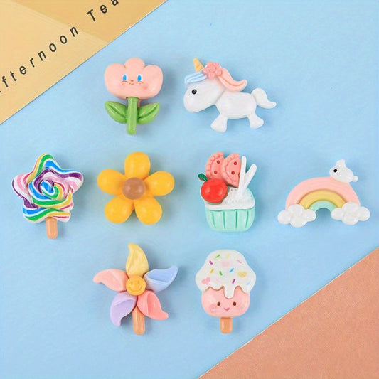 10pcs Random Mixed Unicorn Windmill DIY Resin Charms Accessories