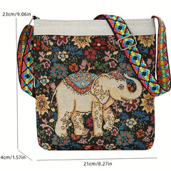 Ethnic Style Elephant Embroidery Crossbody Bag Vintage Shoulder Purse