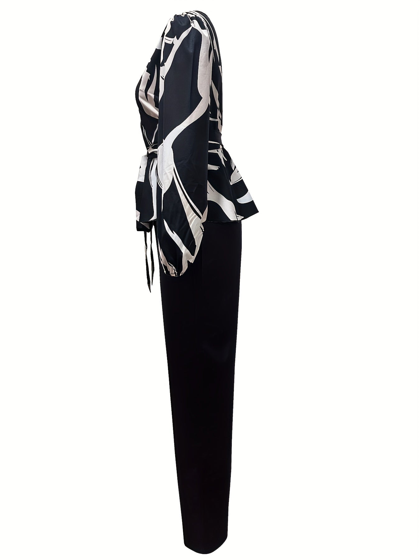Graphic Print Long Sleeve Top & Straight Leg Pants Set