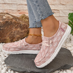 Pink Bear Pattern Loafers Slip On Flat Shoes