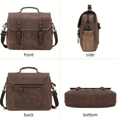 Waterproof Leather Laptop Briefcase Large Crossbody Bag