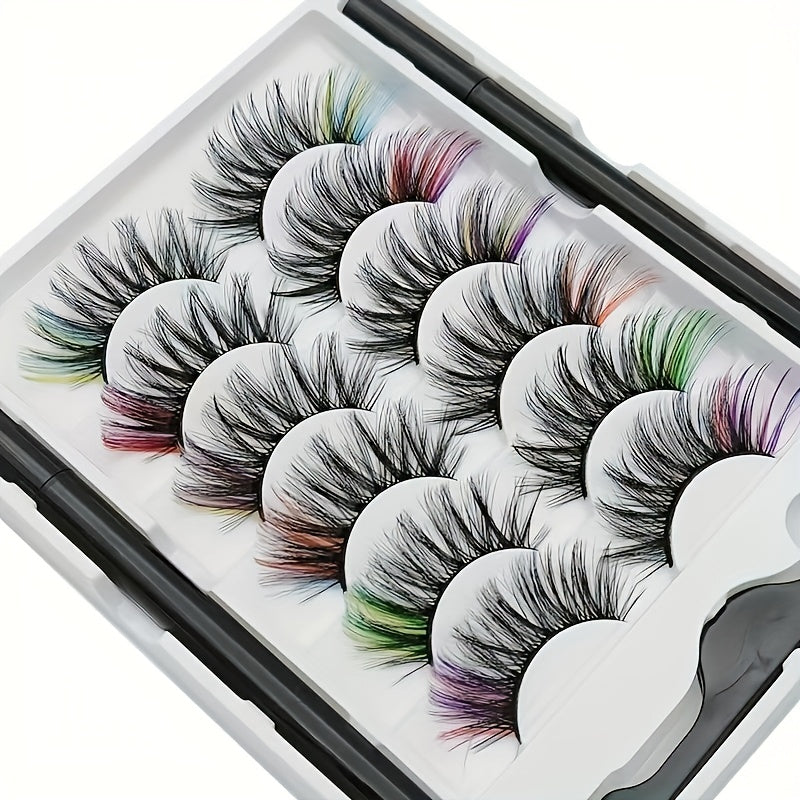 6 Pairs Colored Magnetic False Eyelashes & Eyeliner Kit