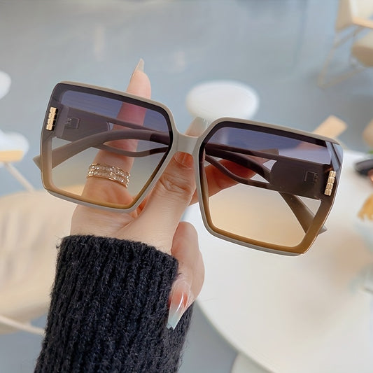 Oversized Square Frame Sunglasses Gradient Lens UV400