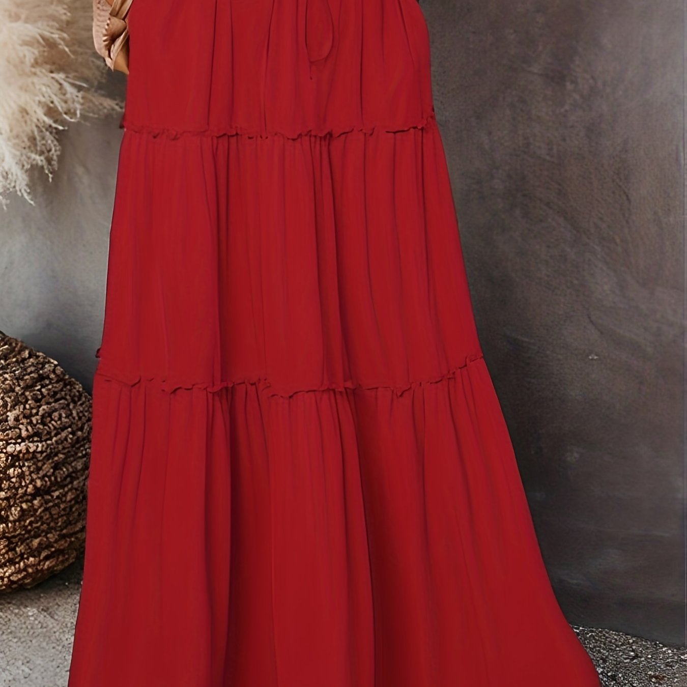  Smock Maxi Skirt Elastic Drawstring High Rise