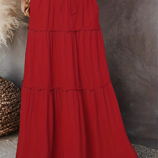  Smock Maxi Skirt Elastic Drawstring High Rise