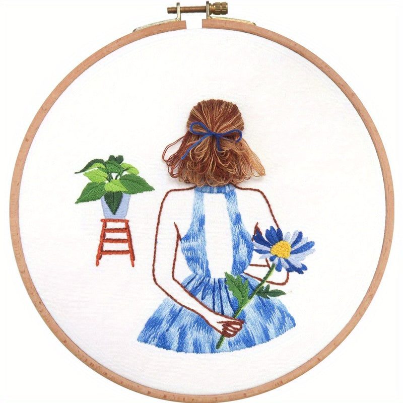 Embroidery DIY Cross Stitch Thread Flower Girl Dance Picture