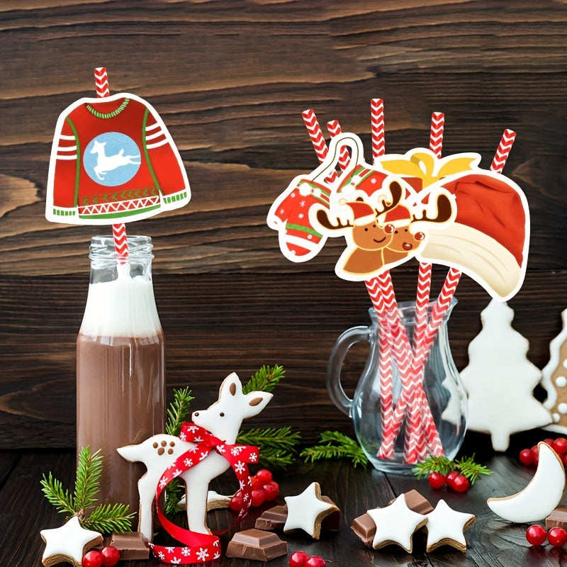 24pcs Christmas Cartoon Straw Sticker Set
