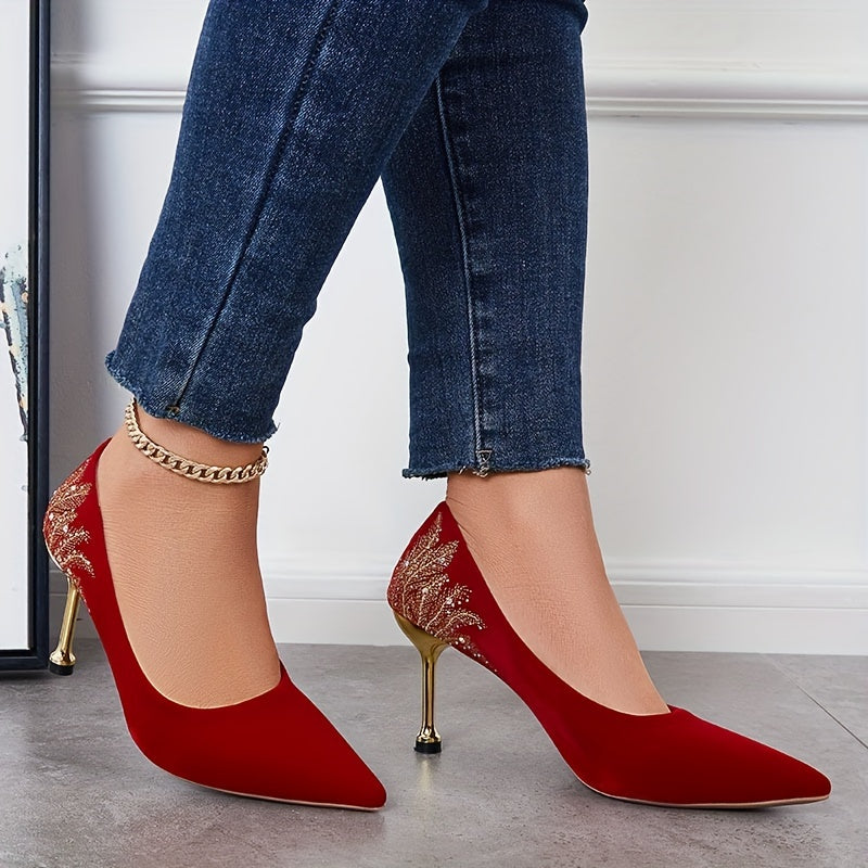 Women's Rhinestone High Heels Pointed Toe Stiletto Heels