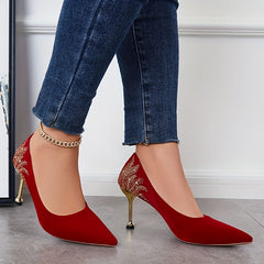 Women's Rhinestone High Heels Pointed Toe Stiletto Heels