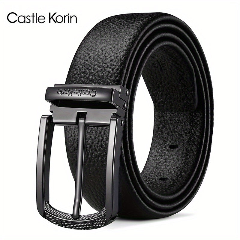 Men's Genuine Leather Belt with Alloy Pin Buckle