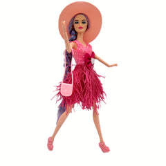 Posable Doll with Clothes, Bag, Hat - Playhouse Toy