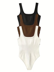 3 Pack U Neck Slim Bodysuit Sleeveless