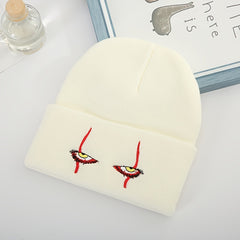 Embroidered Knitted Hat Warm Wool Cap Couple Versatility
