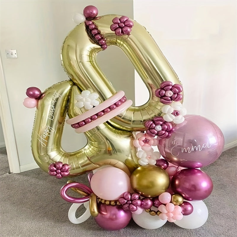101 6 Cm Golden Number Aluminum Film Balloon Set for Children's Birthday Party