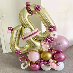 101 6 Cm Golden Number Aluminum Film Balloon Set for Children's Birthday Party