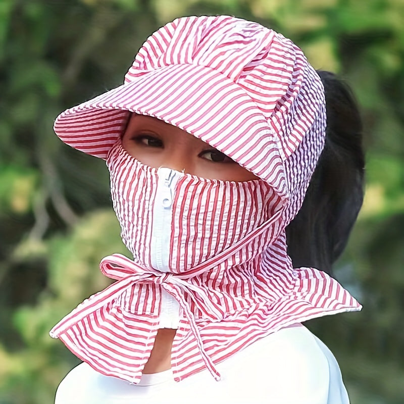 UV Protection Sun Hat With Neck Gaiter Zipper Mask Face Covering