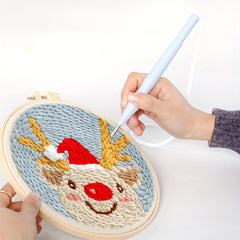 Christmas Elk Punch Needle Starter Kit DIY Gift Yarn Rug Punch Needle