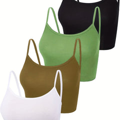 4 Pack Basic Crop Tops Sleeveless Cami Summer Essentials