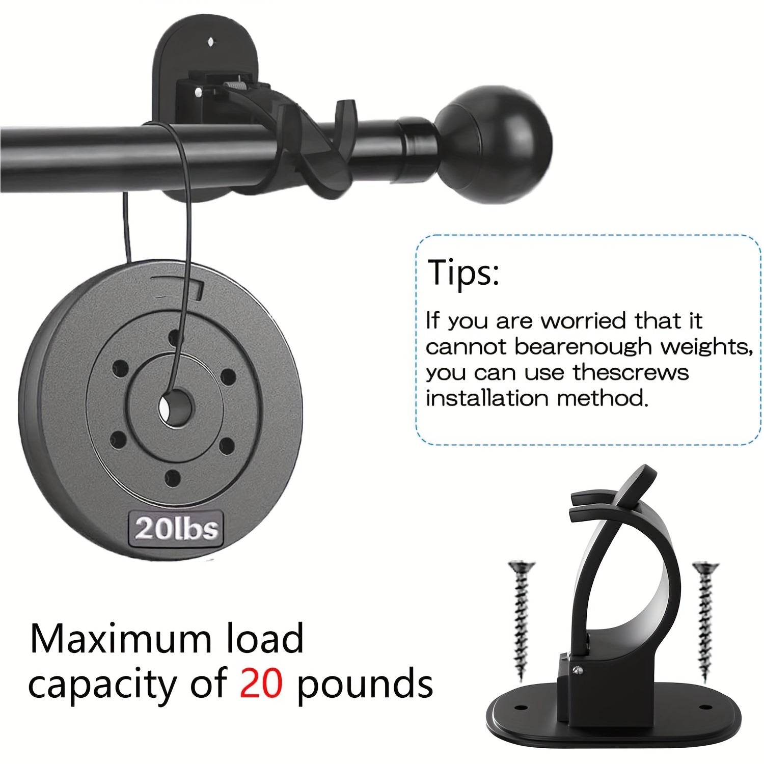 4pcs Telescopic Rod Hanger Curtain Rod Holder Hook Clamp