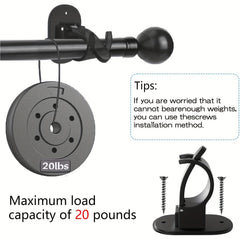 4pcs Telescopic Rod Hanger Curtain Rod Holder Hook Clamp