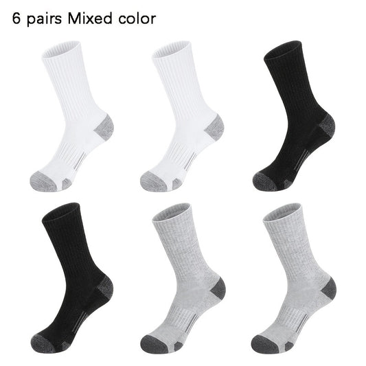 6 Pairs Basketball Sports Socks - Sweat Absorbing Crew Socks