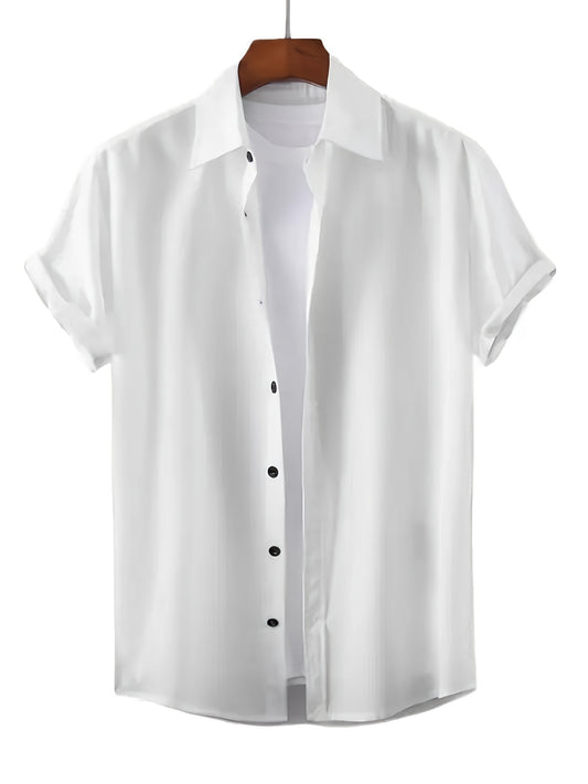 Men's Short Sleeve Lapel Shirt - Button Up Tops