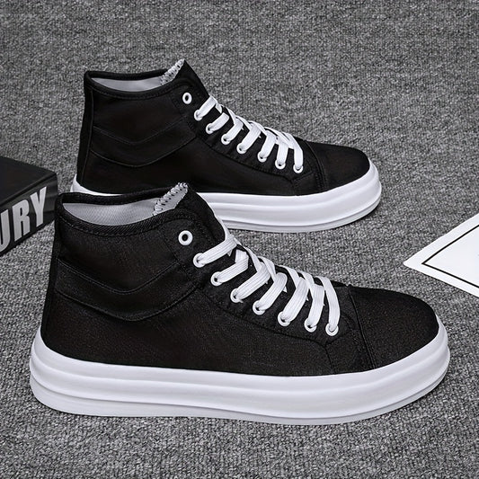 Men's Canvas High Top Lace Up Shoes Non Slip Casual Flats