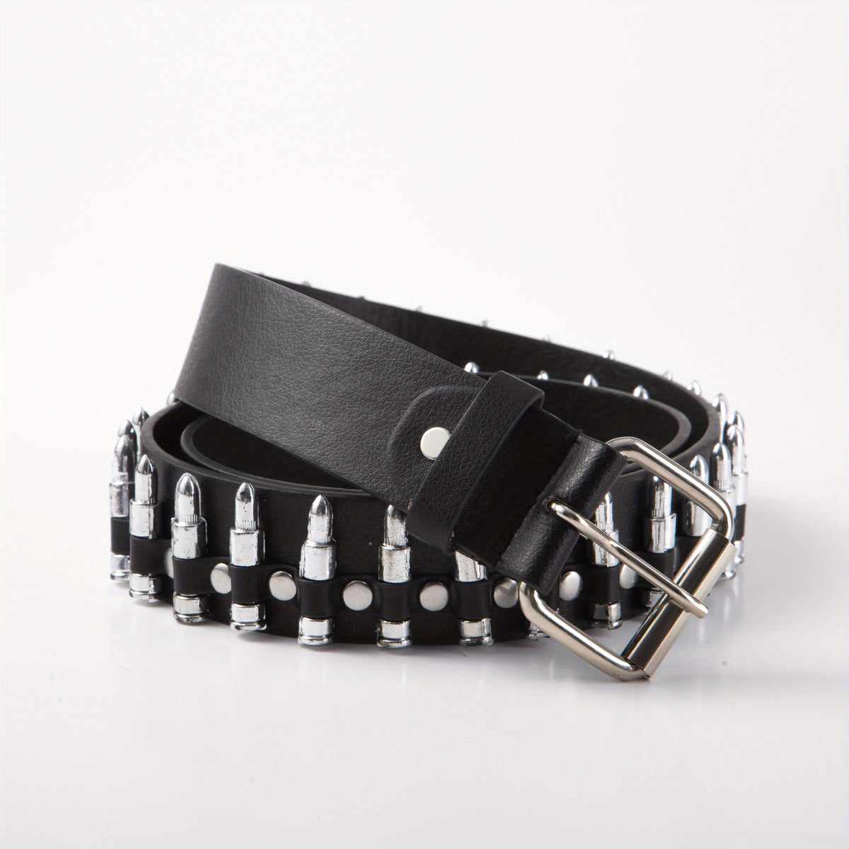 Men's PU Leather Rivet Belt Punk Metal Rock Decoration