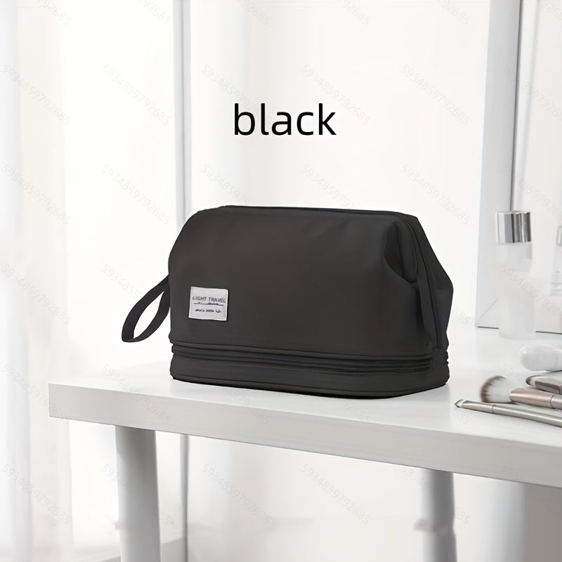 Large Capacity Makeup Bag with Brush Organizer Portable Travel Cosmetic Pouch