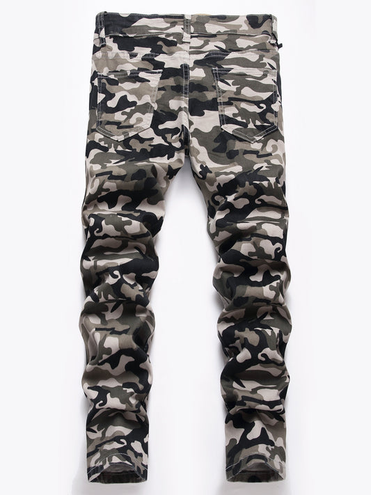 Boys Camo Stretch Jeans Slim Fit Denim Pants Kids Clothes