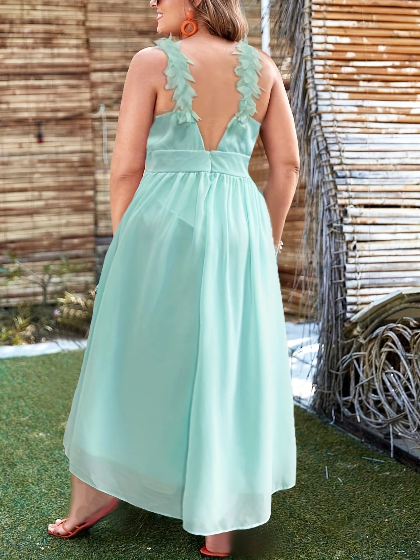  Party Cami Dress Solid Contrast Mesh Ruched A line Maxi Prom Dress