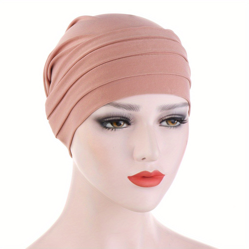 Solid Turban Lightweight Head Scarf Ramadan Head Wrap Beanie Cap
