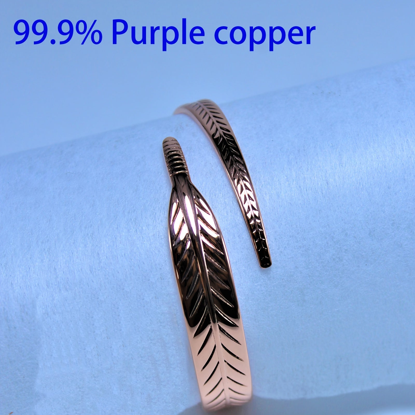 Copper Bangle With Feather Accents - Stylish and Versatile Jewelry Piece