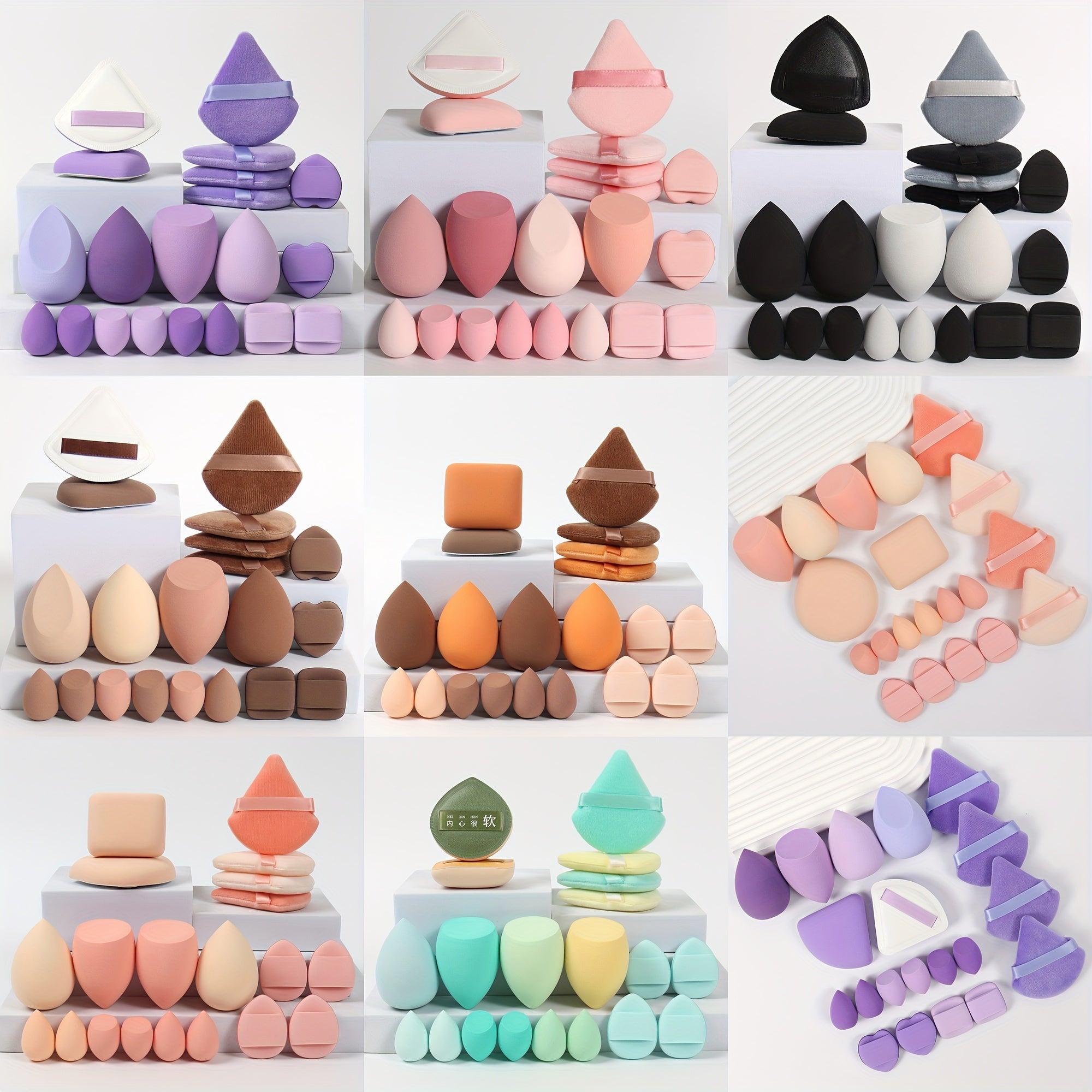 20-Piece Makeup Tool Set: Air Cushion Puffs & Finger Puffs