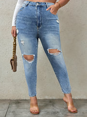  Ripped Button Fly High Rise Skinny Jeans