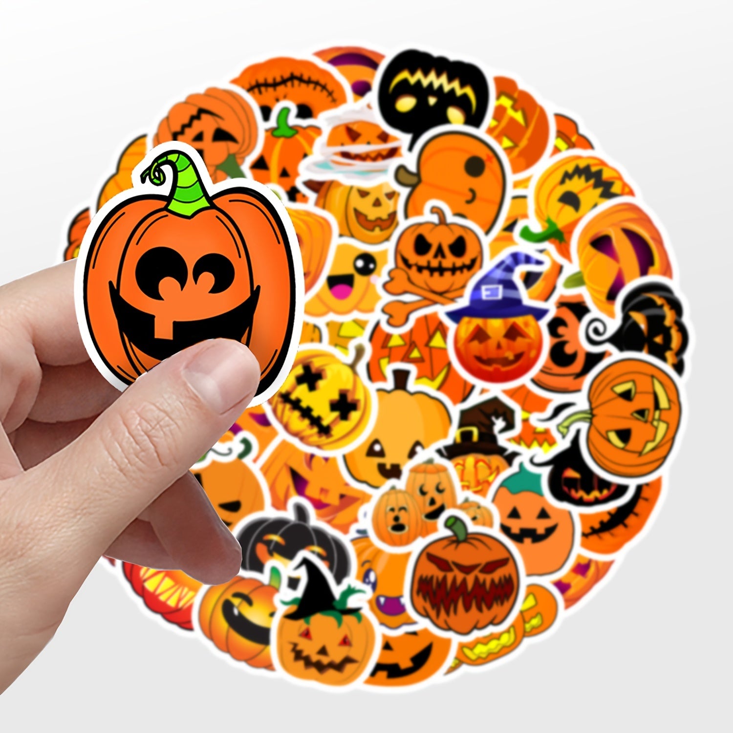 Halloween Pumpkin Lamp Doodle Stickers x50 for Car Phone Cup Waterproof