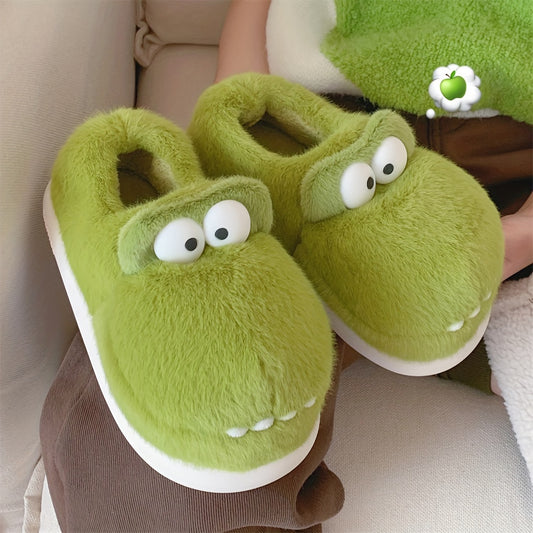 Cartoon Crocodile Furry House Shoes For Boys Non Slip Soft Bottom Walking Shoes