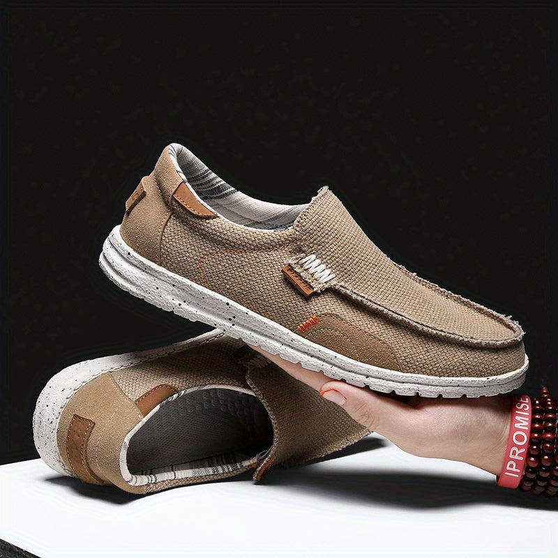 Men's Linen Comfy Slip On Loafers Wear resistant Non Slip Shoes