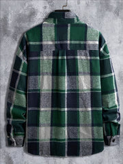 Plaid Shirt Men's Casual Button Up Long Sleeve Shirt Jacket