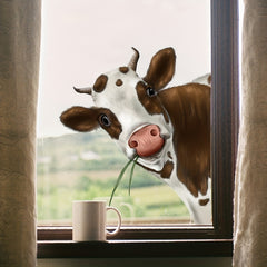 Animal Cow Glass Wall Sticker for Home Decor