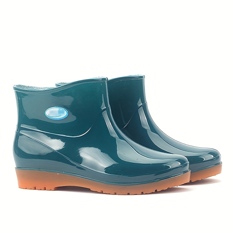 Women's Low Cut Rain Boots Anti Skid Ankle Booties Waterproof Rubber Shoes