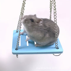 Adorable Hamster Wooden Swing Toy for Pet Fun