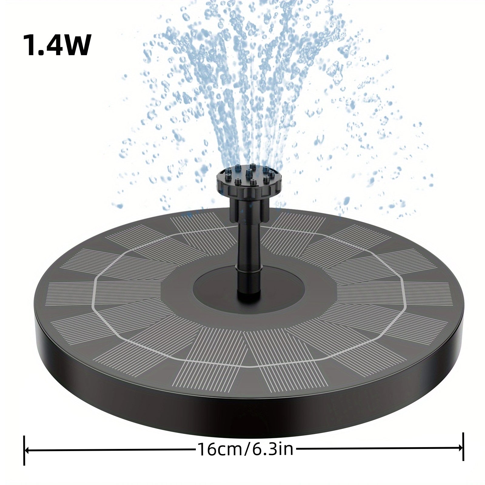 Solar Fountain Pump With 6 Nozzles - For Bird Bath Ponds Garden