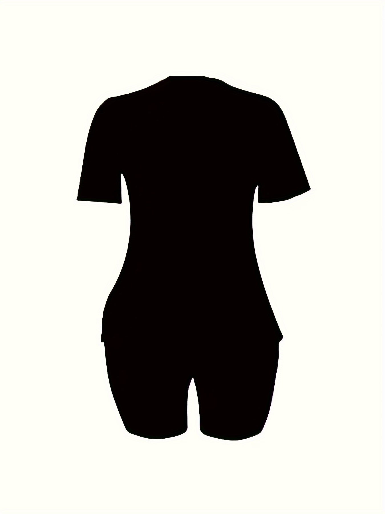  Art Letter Print Tee & Biker Shorts Pajamas Set