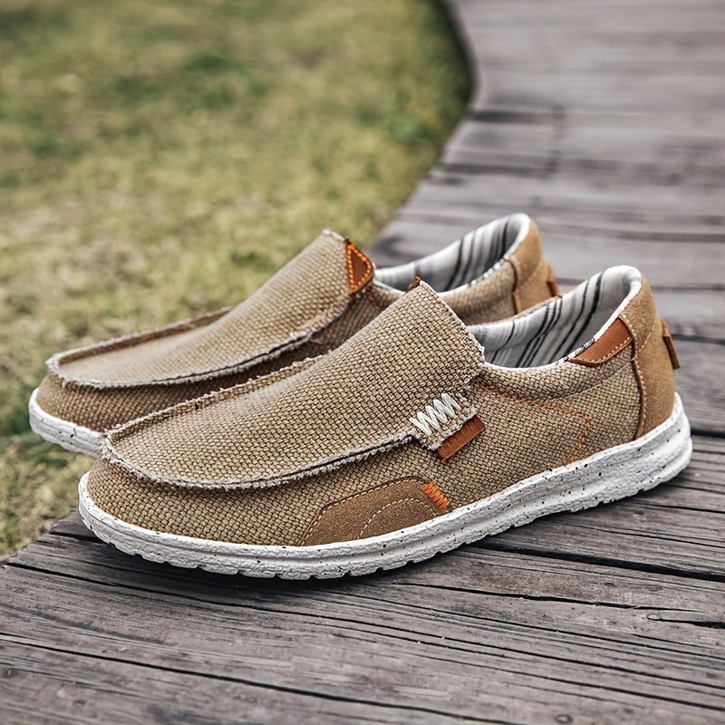 Men's Linen Comfy Slip On Loafers Wear resistant Non Slip Shoes