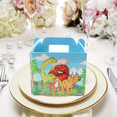 6pcs Dinosaur Theme Gift Bags Carboard Treat Boxes Snack Gable Boxes